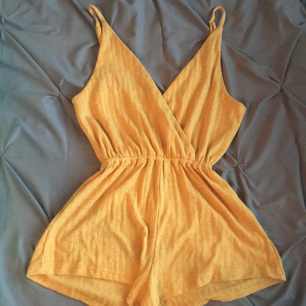 Mustard Lowcut Low back Romper (Zaful)